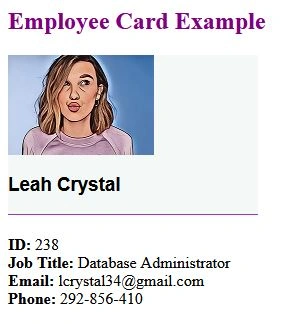 Employee card web component